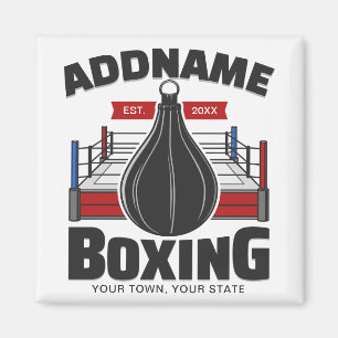 Boxing Ring ADD NAME Boxer Gym Speed Bag Magnet