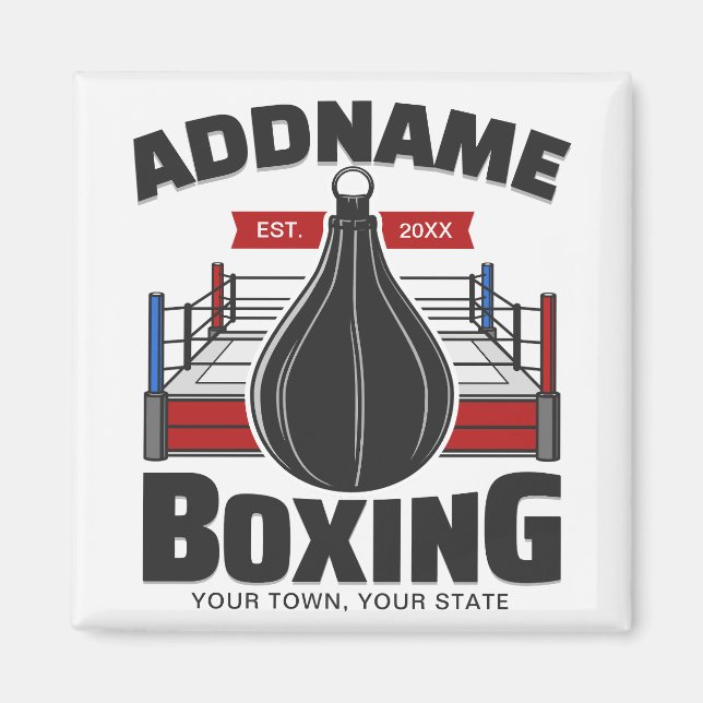 Boxing Ring ADD NAME Boxer Gym Speed Bag Magnet (Front)