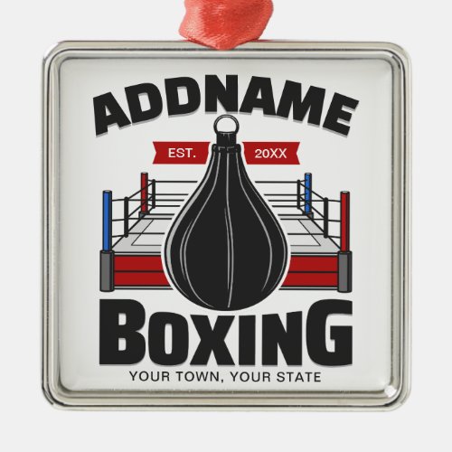 Boxing Ring ADD NAME Boxer Gym Speed Bag Metal Ornament