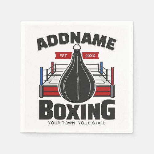 Boxing Ring ADD NAME Boxer Gym Speed Bag Napkins