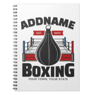 Boxing Ring ADD NAME Boxer Gym Speed Bag Notebook