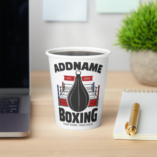 Boxing Ring ADD NAME Boxer Gym Speed Bag Paper Cups