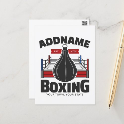 Boxing Ring ADD NAME Boxer Gym Speed Bag Postcard