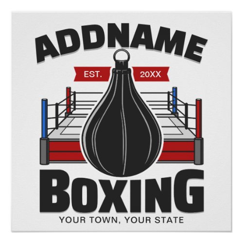 Boxing Ring ADD NAME Boxer Gym Speed Bag Poster