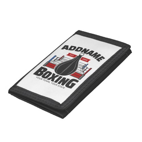 Boxing Ring ADD NAME Boxer Gym Speed Bag Trifold Wallet