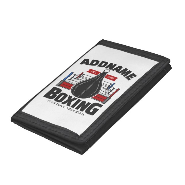 Boxing Ring ADD NAME Boxer Gym Speed Bag Trifold Wallet (Bottom)