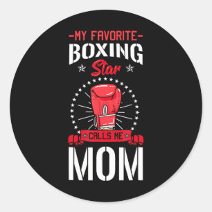 Boxing Ring Boxer Gloves Mom Coach Mother's Day Classic Round Sticker