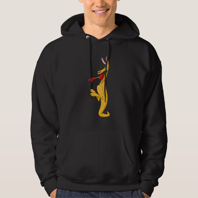 Boxing Roger Humor Sport Kangaroo Hoodie (Front)