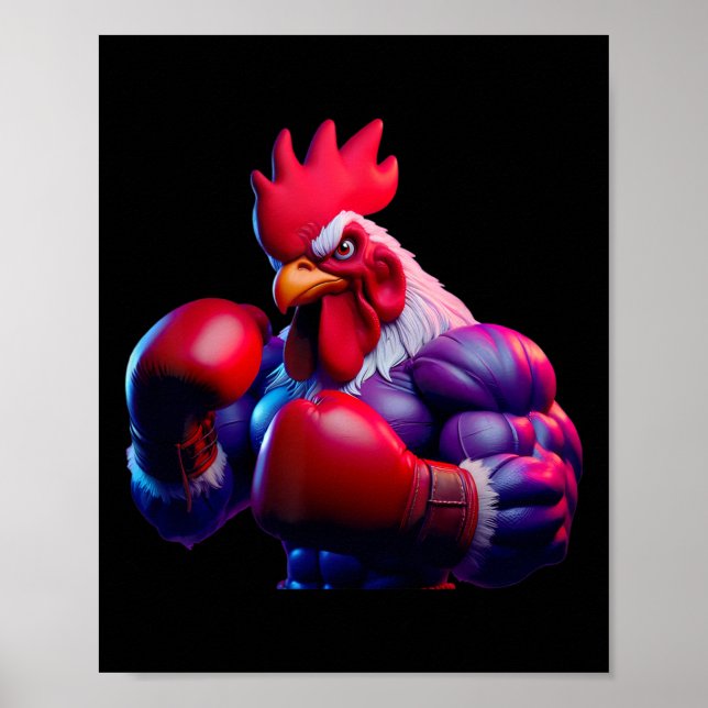 Boxing Rooster Boxer Kickboxer Mma Fighter Combat  Poster (Front)