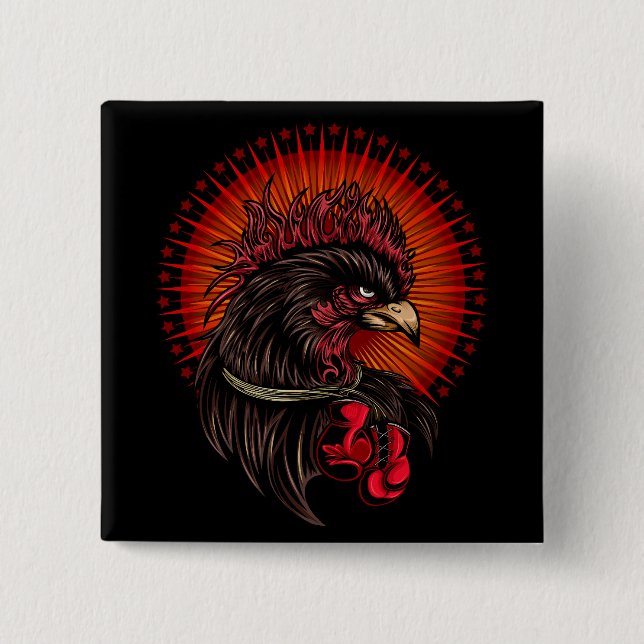Boxing Rooster Button (Front)
