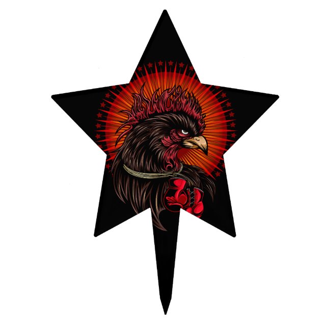 Boxing Rooster Cake Topper (Front)