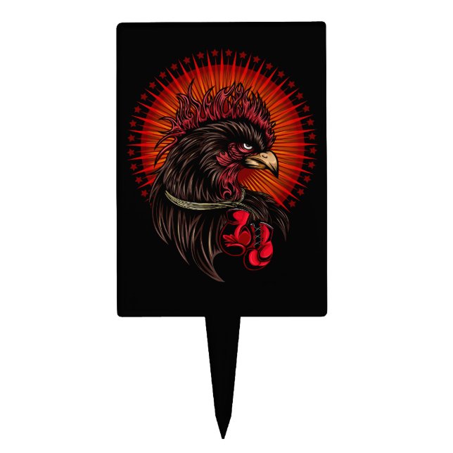 Boxing Rooster Cake Topper (Front)