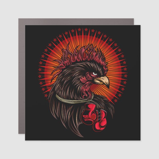 Boxing Rooster Car Magnet (Front)