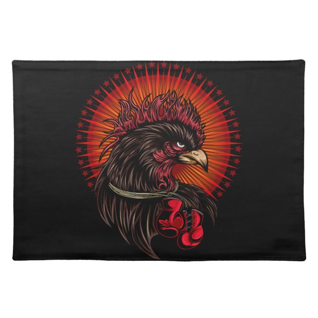 Boxing Rooster Cloth Placemat (Front)