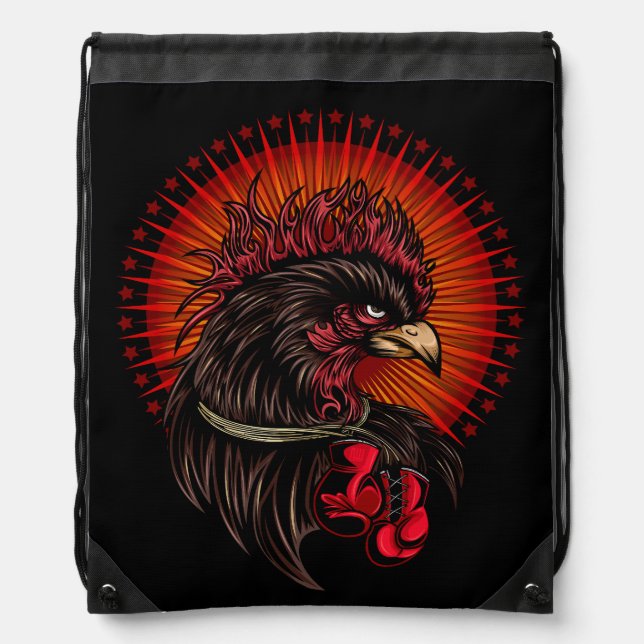 Boxing Rooster Drawstring Bag (Front)