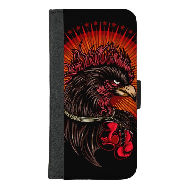 Boxing Rooster iPhone Wallet Case (Front)