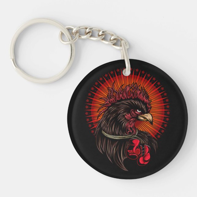 Boxing Rooster Keychain (Front)