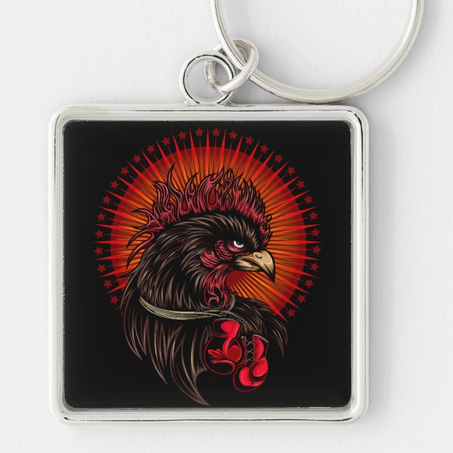 Boxing Rooster Keychain (Front)