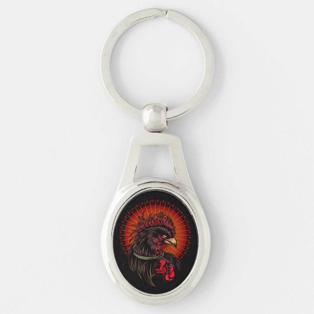 Boxing Rooster Keychain (Front)