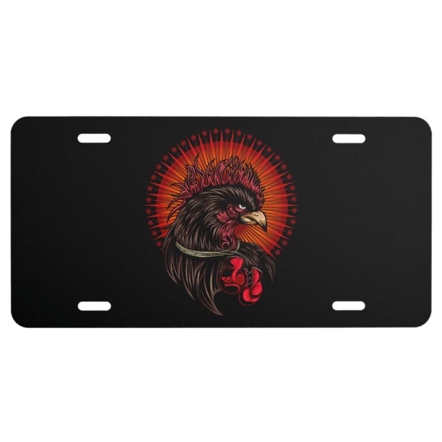 Boxing Rooster License Plate (Front)