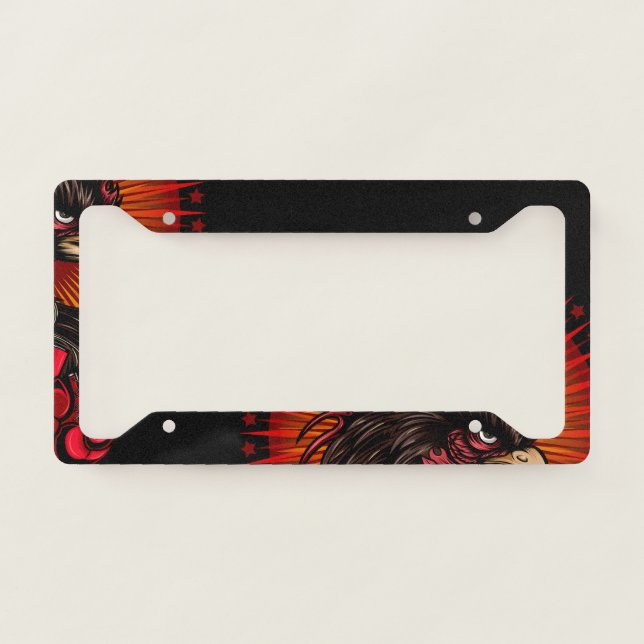 Boxing Rooster License Plate Frame (Front)