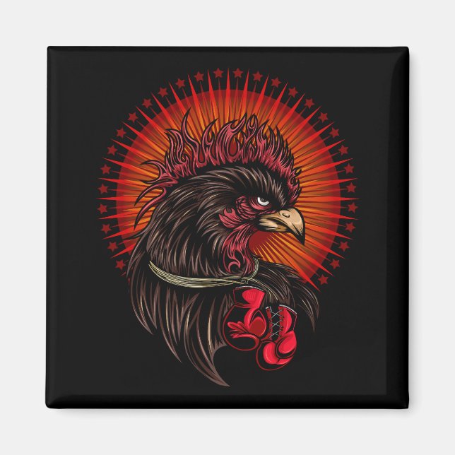 Boxing Rooster Magnet (Front)