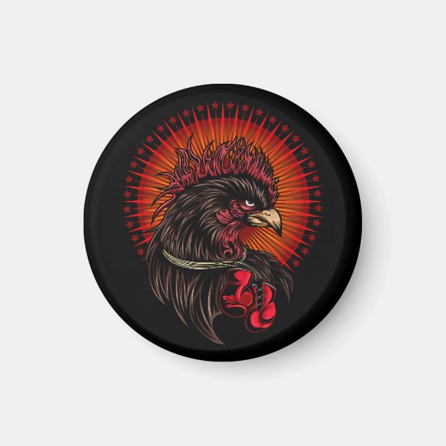 Boxing Rooster Magnet (Front)