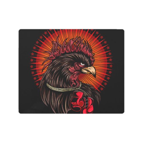 Boxing Rooster Metal Print