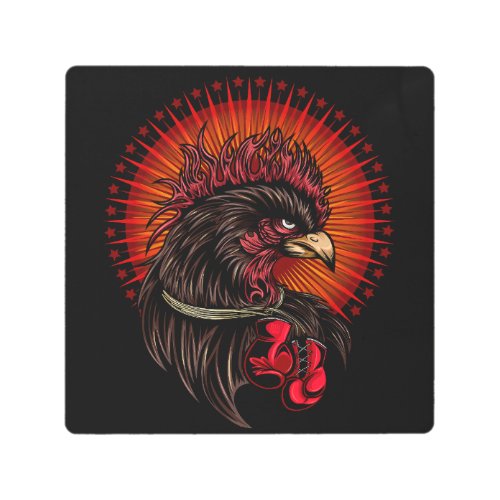Boxing Rooster Metal Print