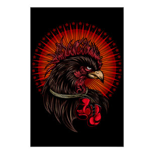 Boxing Rooster Poster