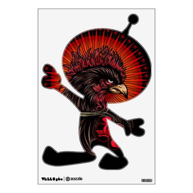 Boxing Rooster Wall Decal (Front)