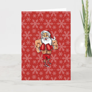 Boxing Santa Christmas Card
