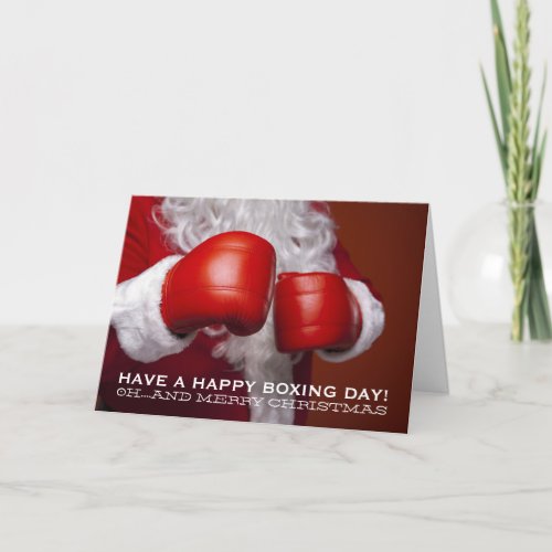 Boxing Santa Christmas Greeting Card