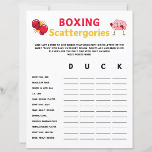 Boxing Scattergories Game