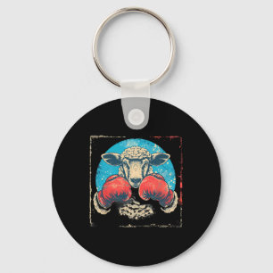 Boxing Sheep Lamb Boxing Gloves Kickboxing Funny B Keychain