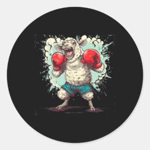Boxing Sheep With Boxing Gloves Kickboxing Funny B Classic Round Sticker