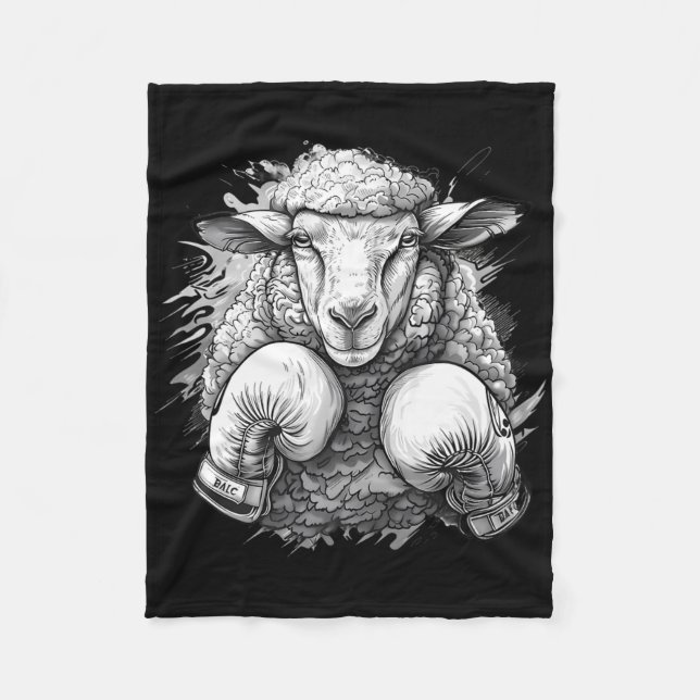 Boxing Sheep With Boxing Gloves Kickboxing Funny B Fleece Blanket (Front)