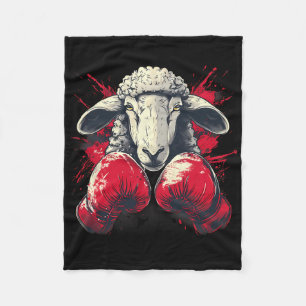 Boxing Sheep With Boxing Gloves Kickboxing Funny B Fleece Blanket