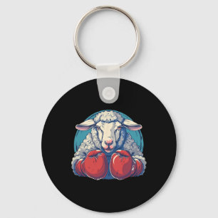 Boxing Sheep With Boxing Gloves Kickboxing Funny B Keychain