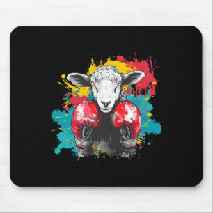 Boxing Sheep With Boxing Gloves Kickboxing Funny B Mouse Pad
