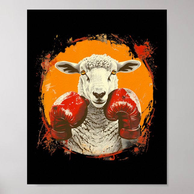 Boxing Sheep With Boxing Gloves Kickboxing Funny B Poster (Front)