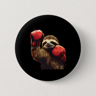 Boxing Sloth Lover Boxing Gloves Kickboxing Funny Button