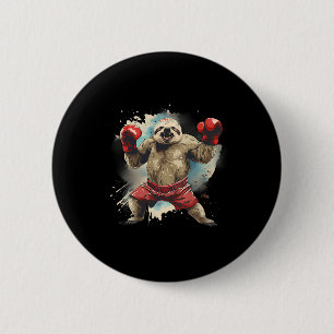 Boxing Sloth With Boxing Gloves Kickboxing Funny B Button