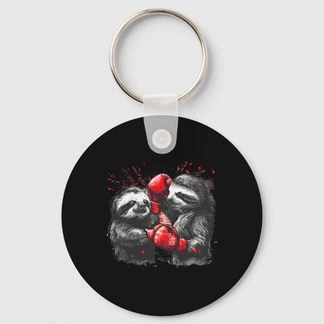 Boxing Sloth With Boxing Gloves Kickboxing Funny B Keychain (Front)