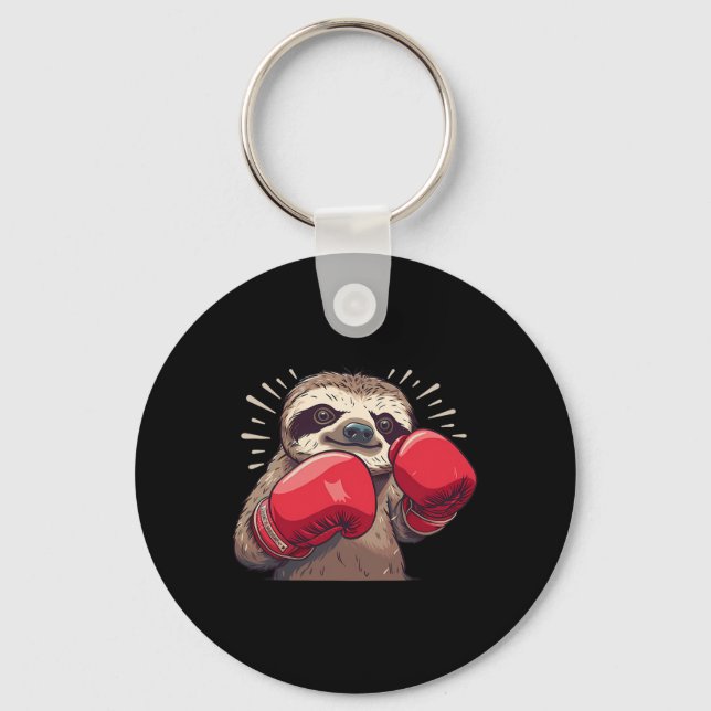 Boxing Sloth With Boxing Gloves Kickboxing Funny B Keychain (Front)