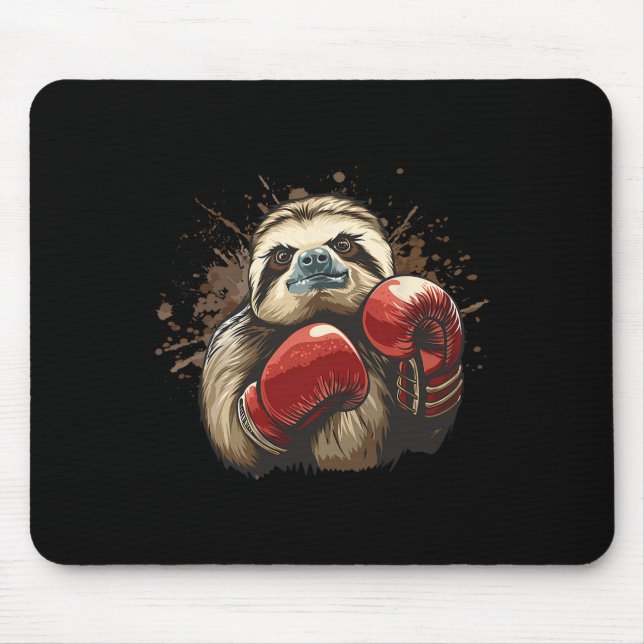 Boxing Sloth With Boxing Gloves Kickboxing Funny B Mouse Pad (Front)