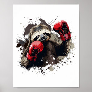 Boxing Sloth With Boxing Gloves Kickboxing Funny B Poster