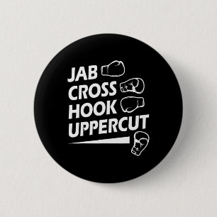 Boxing Sport Jab Cross Hook Uppercut Boxer Birthda Button