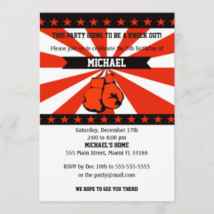 Boxing Sports Boy Birthday Invitation