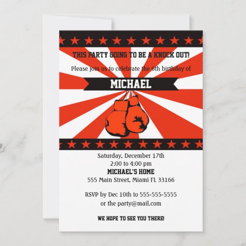 Boxing Sports Boy Birthday Invitation